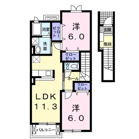 相生駅 徒歩18分 2階の物件間取画像